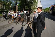 22. 4. 2014, Ljubljana – Predsednik Republike Slovenije ob svetovnem Dnevu Zemlje pozdravil zaetek projekta Bike the Track (STA/Nebojsa Tejic)